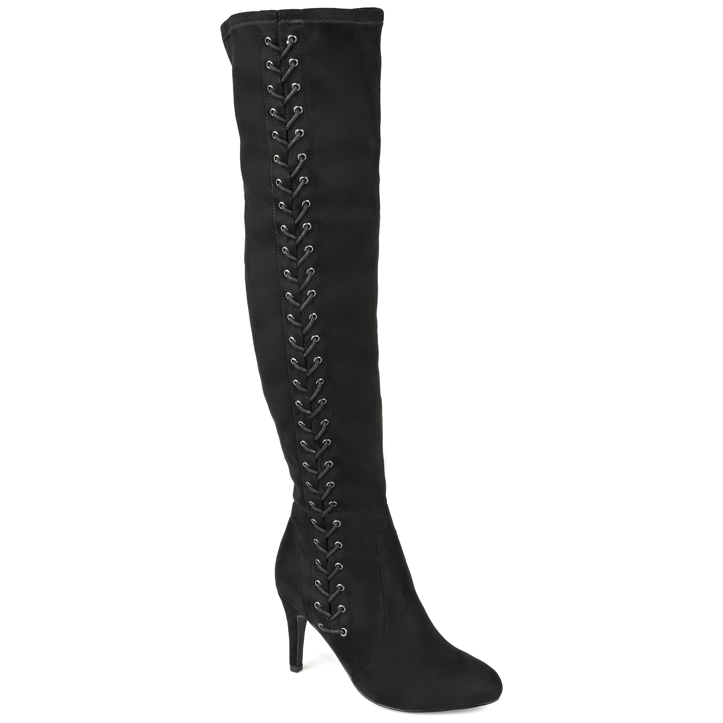 Journee Collection Women's Abie Tru Comfort Foam Stiletto Over The Knee Boots - Stylish High Heel Thigh High Boots for Party, Night Out & Winter Fashion