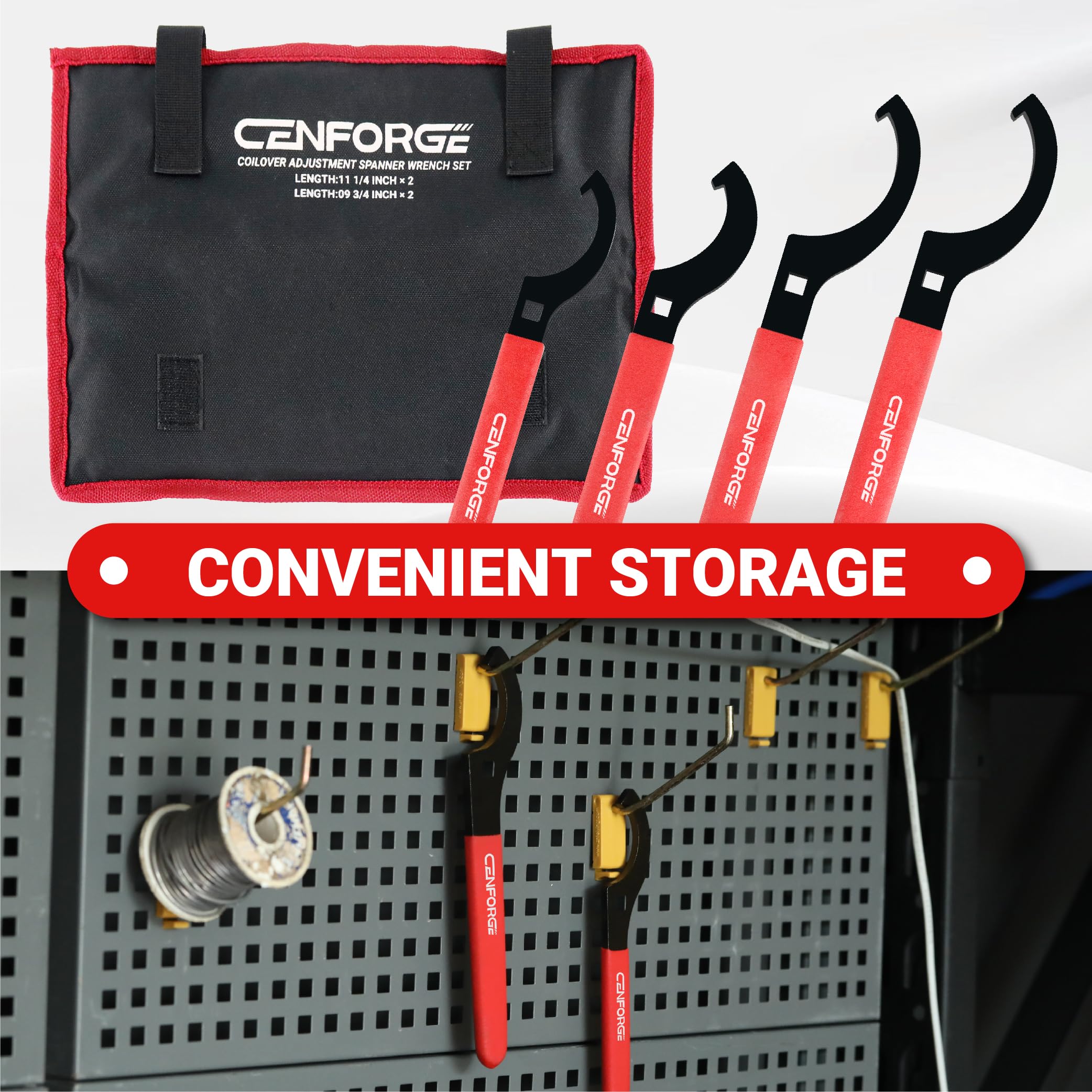 Universal Coilover Adjustment Spanner Wrench Set - 4-Piece Tool Kit for Suspension & Shock Adjustments with 3/8