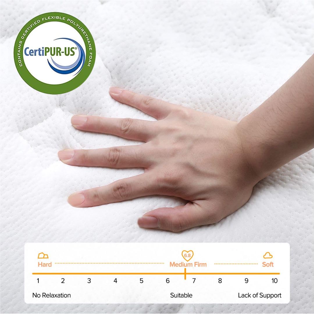 TXO 10 Inch Hybrid Queen Mattress - Medium Firm with Pocketed Springs & Gel Memory Foam for Edge Support, Motion Isolation & Pressure Relief - Bed in a Box for Back Pain Relief & Cool Sleep - Perfect for Master Bedrooms, Guest Rooms & Apartments