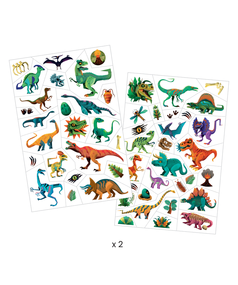 Dino Club Temporary Tattoos for Kids - Fun Dinosaur Stickers by Djeco - Perfect for Parties, Gifts & Creative Play