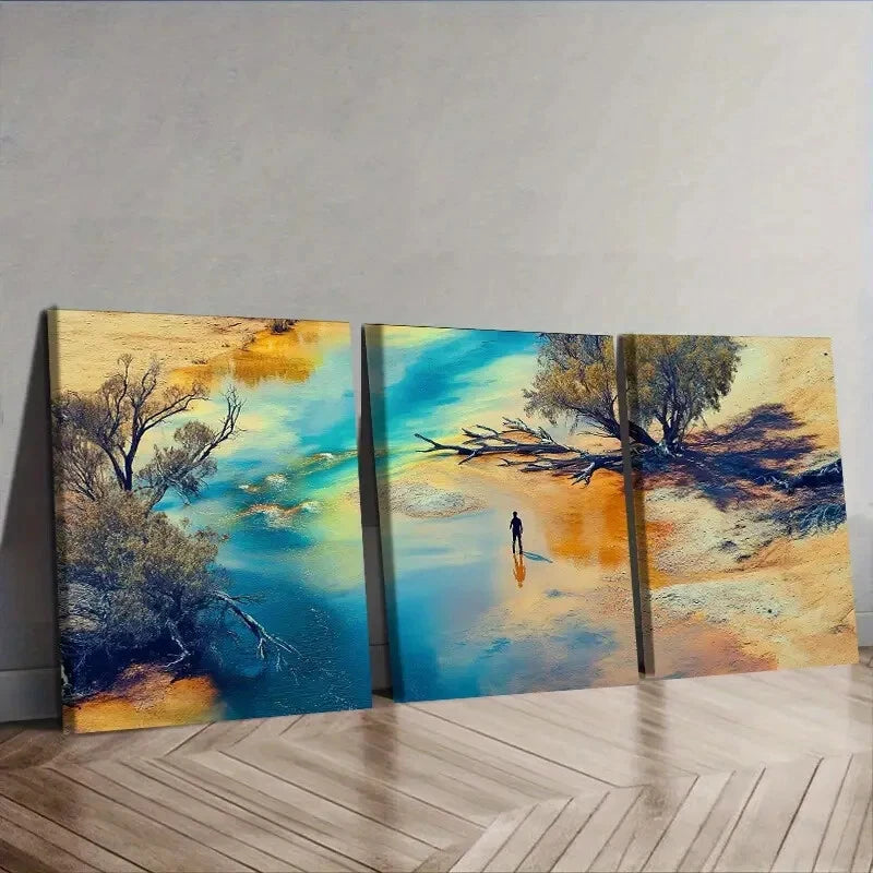 3-Piece Aerial View Sand Wall Art Set - Framed Canvas Prints 40x60cm | High Quality Australian Made Wall Decor | Perfect for Living Room, Bedroom & Office Decor