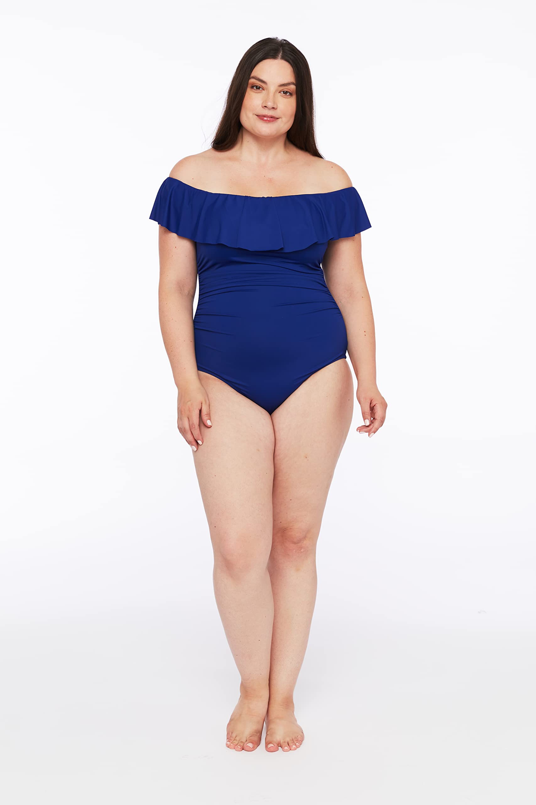 La Blanca Women's One Piece Swimsuit - Off Shoulder Ruffle Bathing Suit for Beach Vacation & Pool Party | Island Goddess Swimwear for Summer