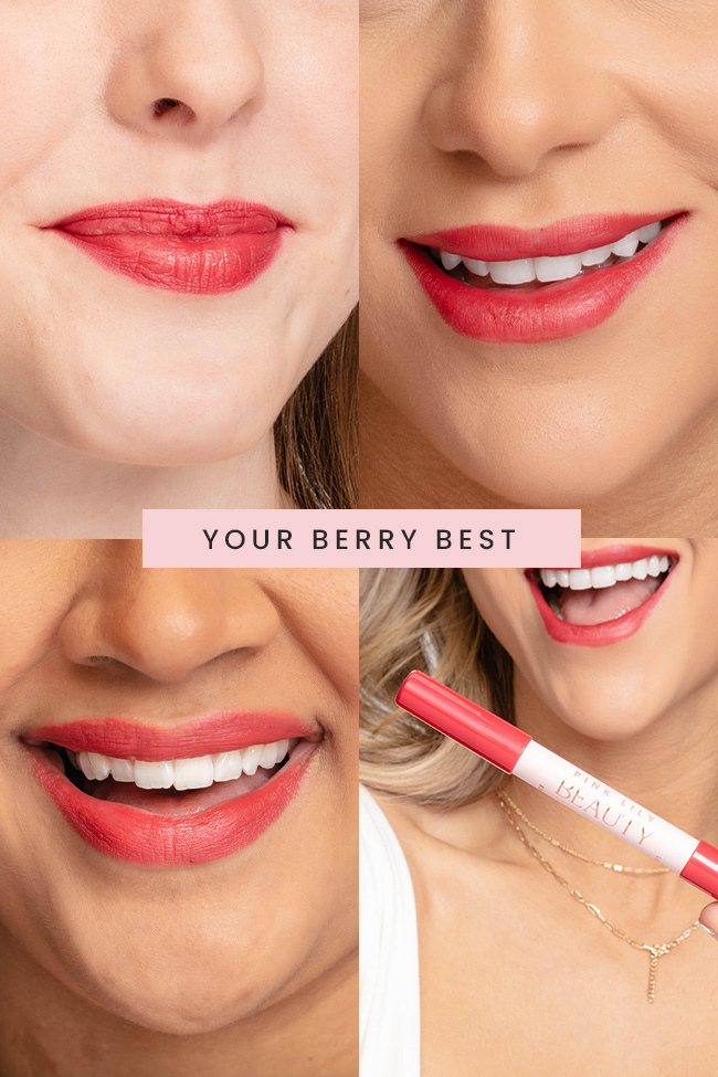Pink Lily Beauty Double Bloom Dual Lipstick and Lip Liner Set - Your Berry Best Long Lasting Matte Finish | Perfect for Date Night, Parties & Everyday Wear