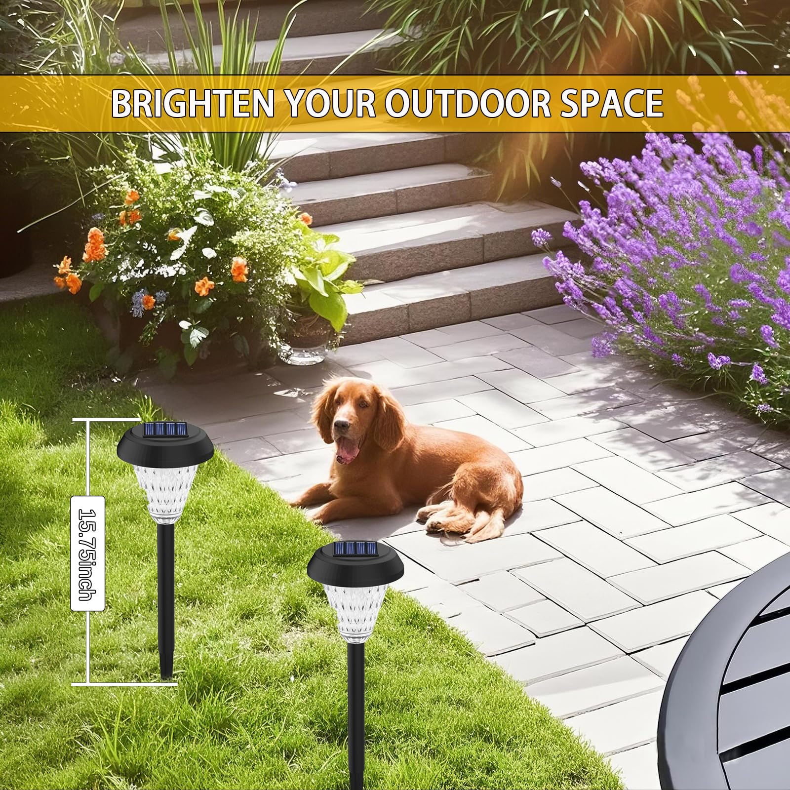 Pearlstar 8 Pack Solar Pathway Lights Outdoor - Waterproof Solar Powered Garden Lights for Yard, Landscape, Walkway, Patio - Perfect for Garden Decor, Driveway Lighting, and Backyard Illumination