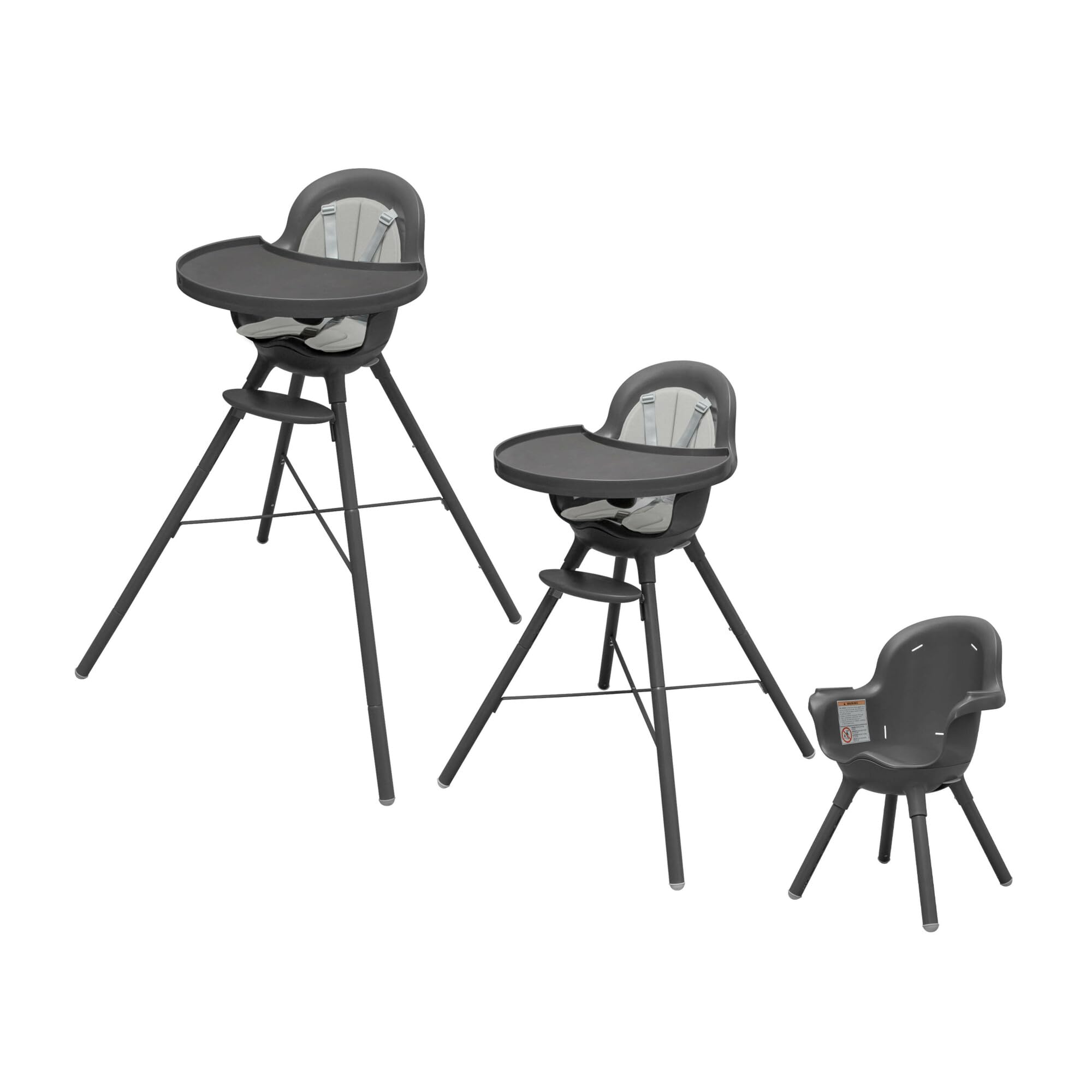 Boon Grub Adjustable Baby High Chair with Dishwasher Safe Seat - Convertible Toddler Feeding Chair for 6 Months to 6 Years - Gray - Perfect for Home, Restaurant & Travel Use