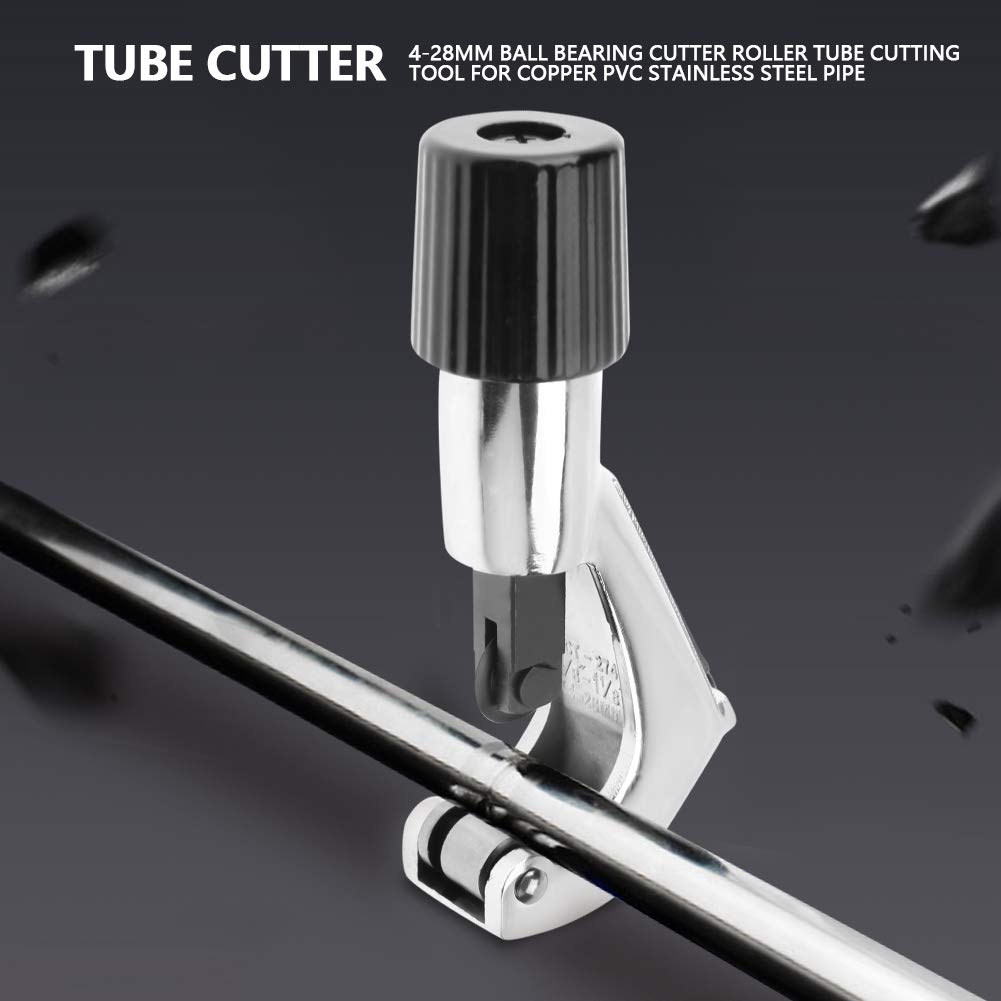 High Precision Roller Tube Cutter 4-28mm with Ball Bearing & Replaceable Blades - Ideal for Cutting Copper, PVC, Stainless Steel Pipes in Plumbing, HVAC, and DIY Projects