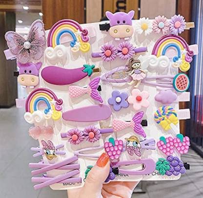 14 Pcs Unicorn Ice Cream Hair Clips Set for Girls & Toddlers - Cute Barrettes Hair Accessories (Purple) - Perfect for Parties, School & Daily Styling