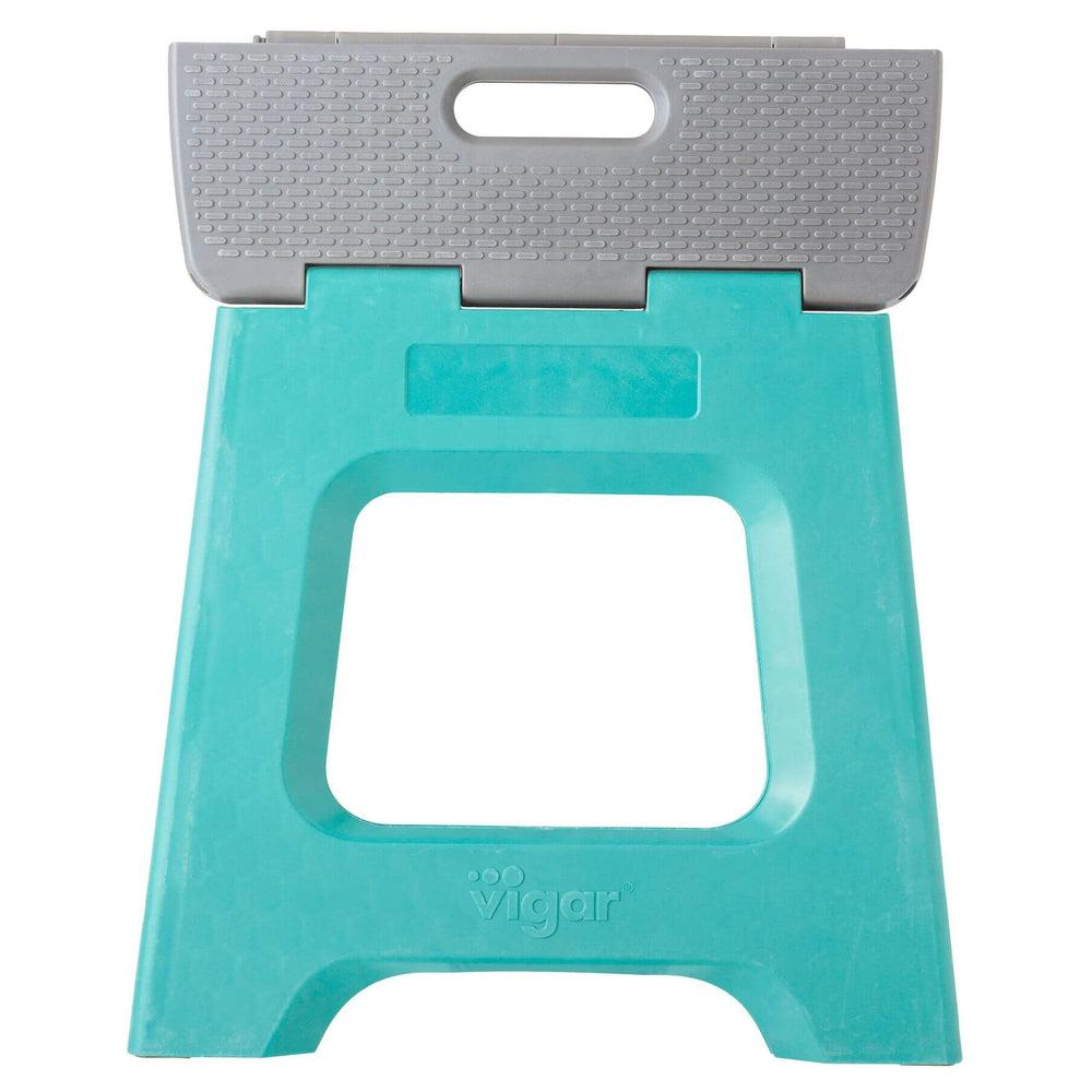 Vigar 32cm Compact Folding Step Stool - Lightweight & Sturdy, Non-Slip Surface, Turquoise - Perfect for Kitchen, Bathroom, Kids Room & Home Storage