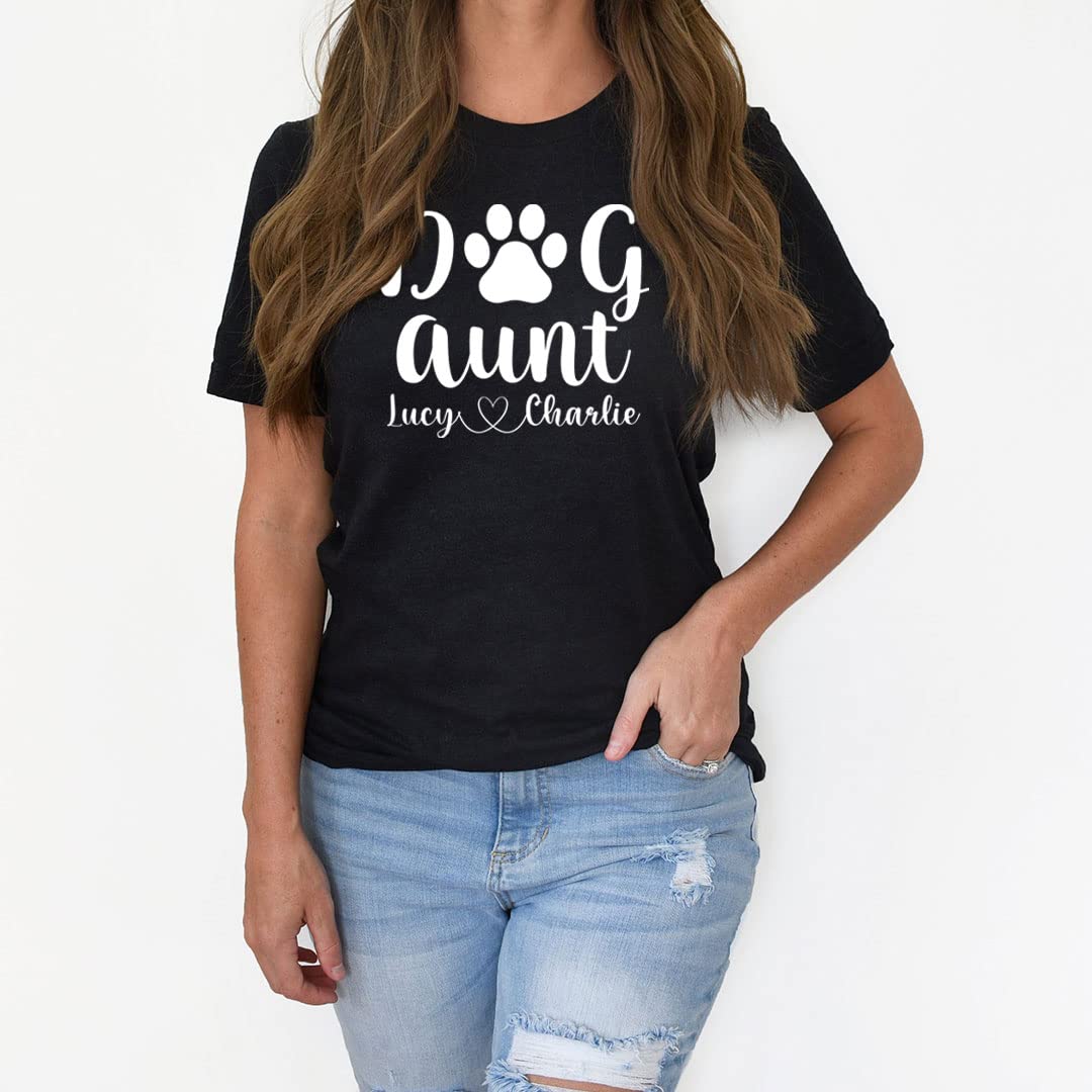 Custom Dog Aunt T-Shirt with Your Pet's Name - Perfect Gift for Dog Lovers & Dog Moms - Great for Birthdays, Holidays & Family Gatherings