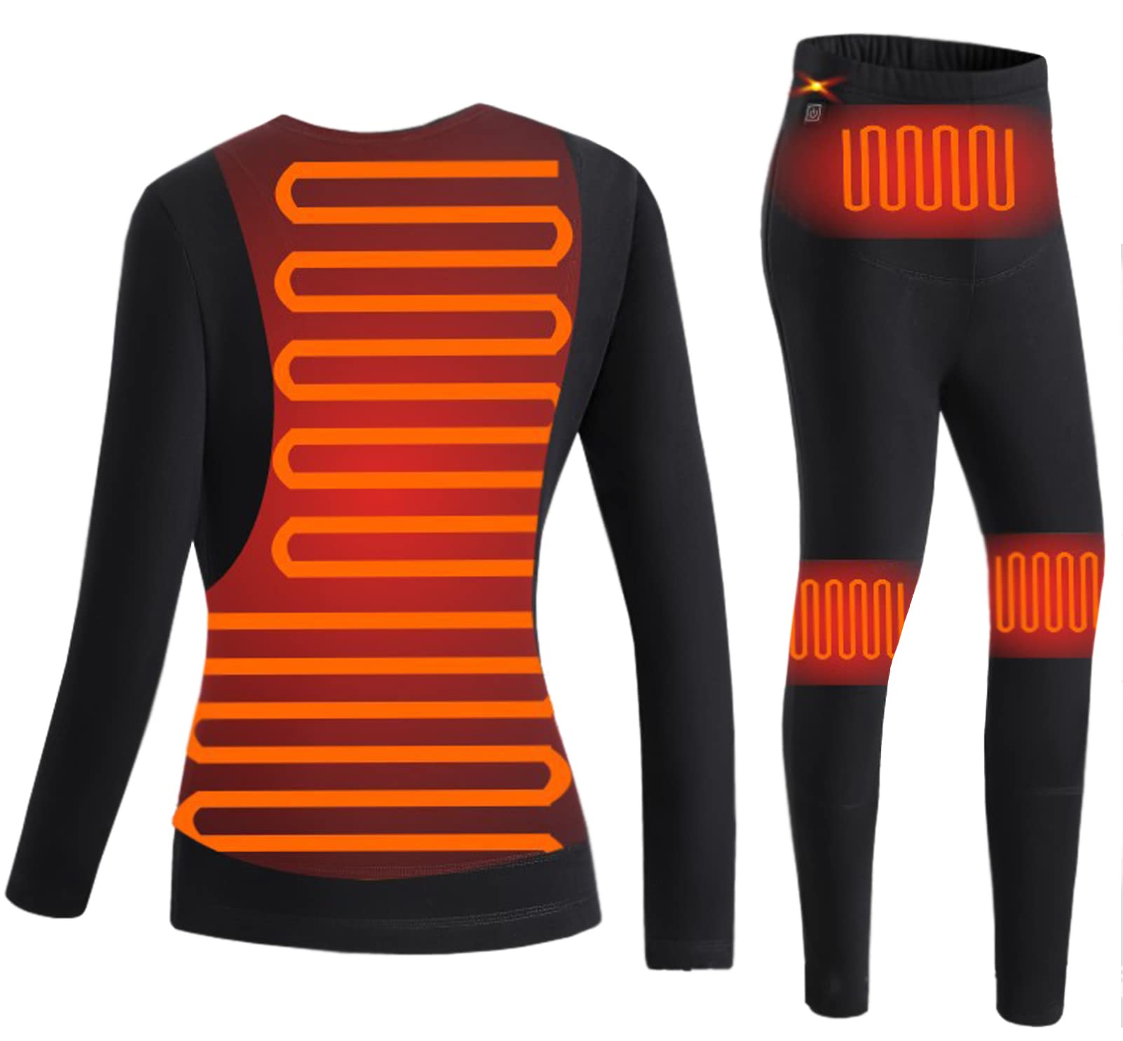 USB Electric Heated Thermal Underwear Set for Men & Women - Insulated Long Sleeve Shirt & Pants with Heating Pads - Perfect for Winter Sports, Outdoor Work & Cold Weather Activities