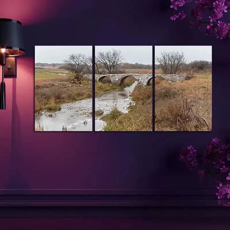 3pcs Charming Autumn Countryside Wall Art Set - Modern Brown Tree Canvas Framed 50x70cm - High Quality Print 100% Australian Made - Ready to Hang - Perfect for Living Room, Bedroom & Office Decor
