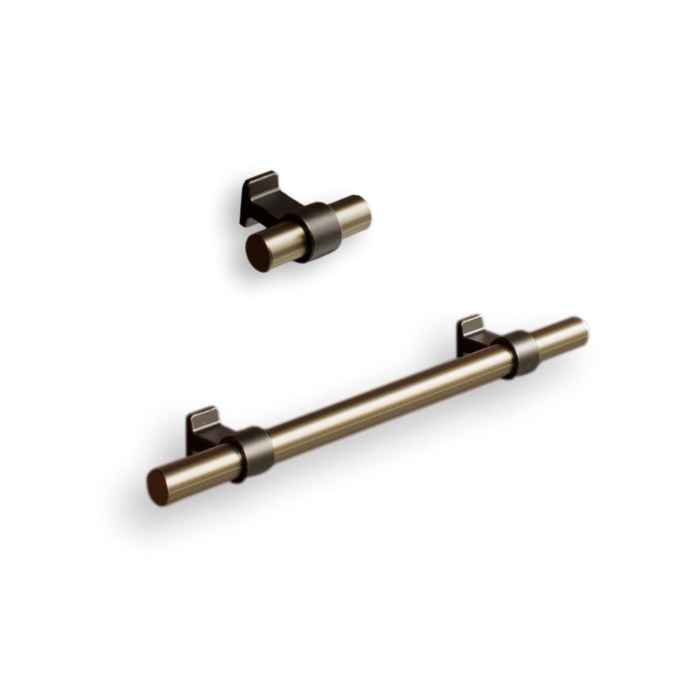 Brushed Bronze Cabinet Knobs and Pulls - Elegant T Bar Design for Kitchen & Bathroom Hardware - Perfect for Drawers, Cabinets, and Furniture - Dual Finish for Stylish Home Decor