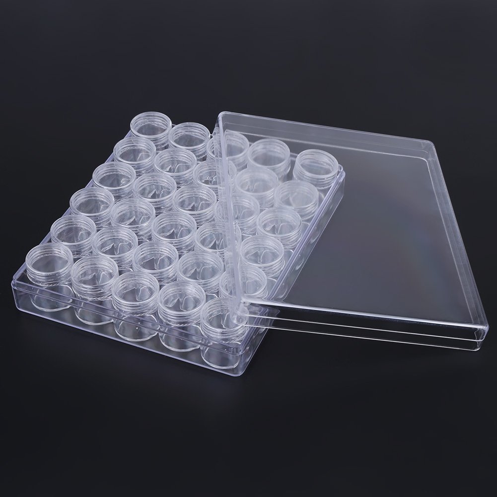30-Piece Clear Plastic Jewelry Box Organizer with Adjustable Compartments - Small Round Bead Storage Jars & Rectangle Box for Necklaces, Rings, Earrings - Perfect for Travel, Home, and Craft Room Organization