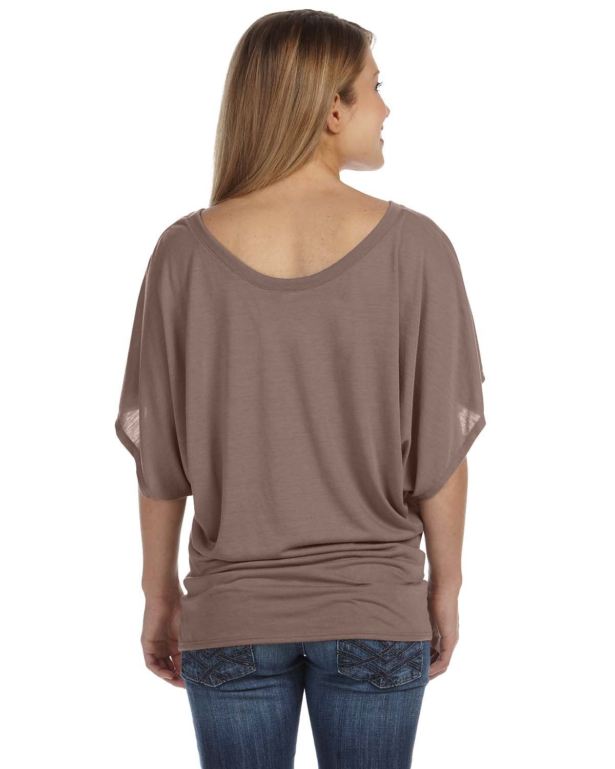 Bella + Canvas 8821 Women's Flowy Draped Sleeve Dolman T-Shirt - Soft Comfort Fit Casual Tee for Everyday Wear, Yoga, and Lounge Outfits
