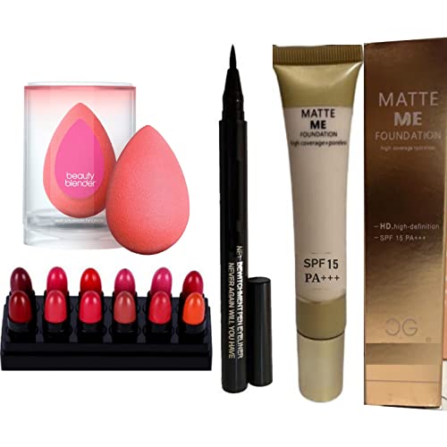 Huda Professional Makeup Blender & Lipstick Combo - Perfect for Travel & Touch-Ups