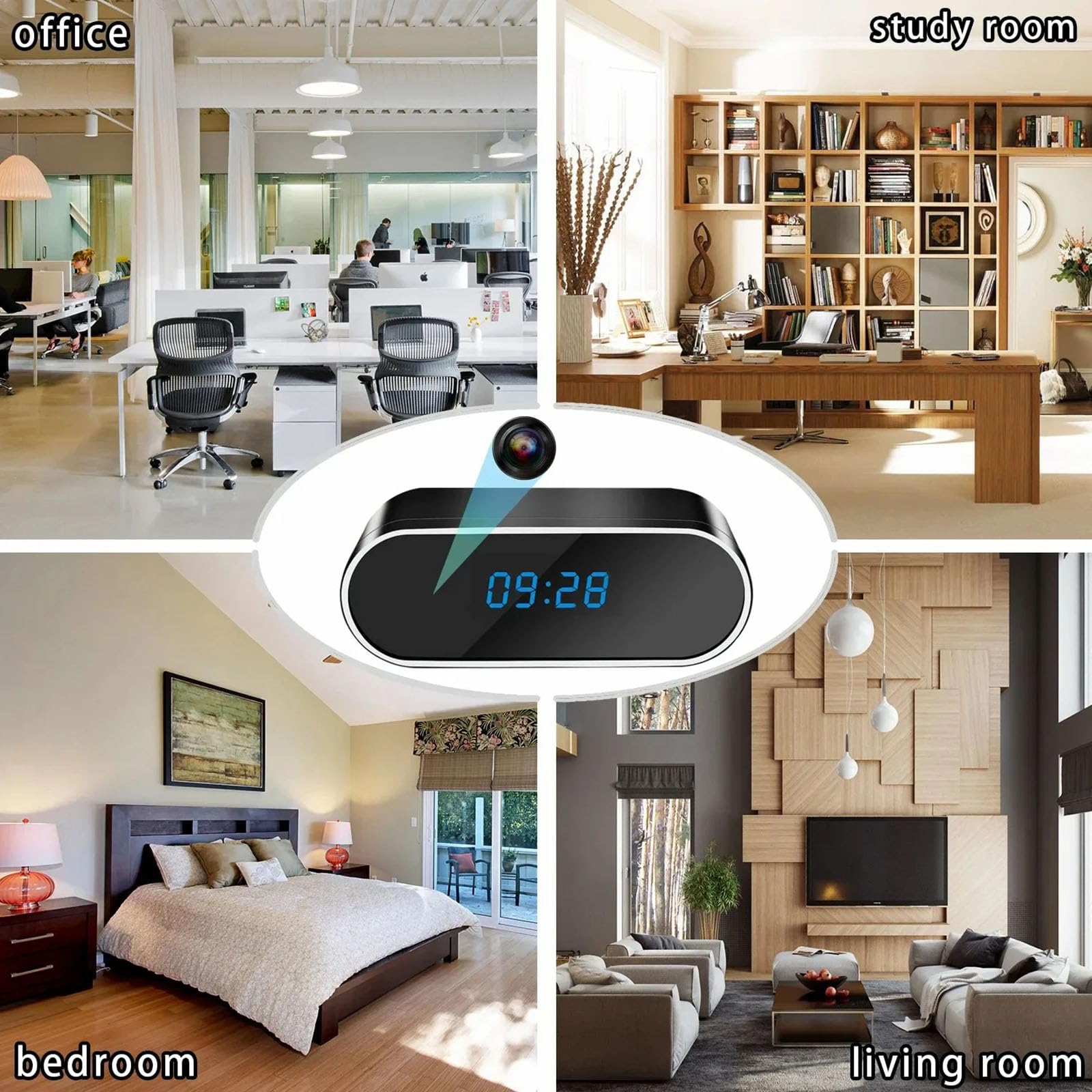 FKINGLRK Mini Spy Hidden Alarm Clock Camera - Full HD 1080P WiFi Security Camera with Motion Detection & Night Vision | Wireless Nanny Cam for Home, Office, Baby Monitoring