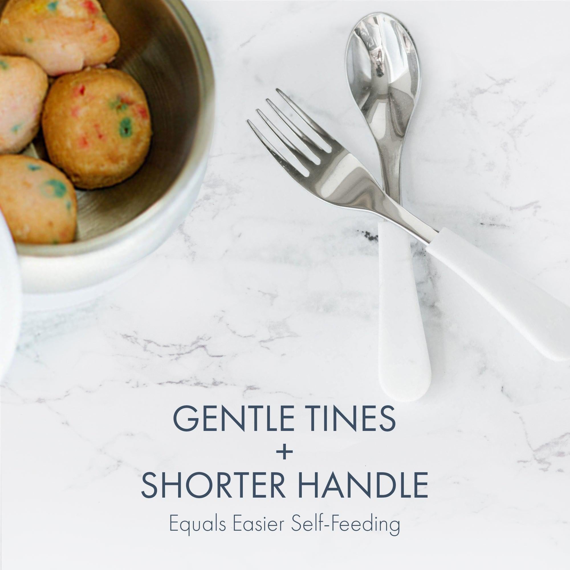 Avanchy Stainless Steel Baby Forks - 2 Pack, Eco-Friendly Green Utensils for Toddlers | Perfect for Baby-Led Weaning, Travel & On-the-Go Meals