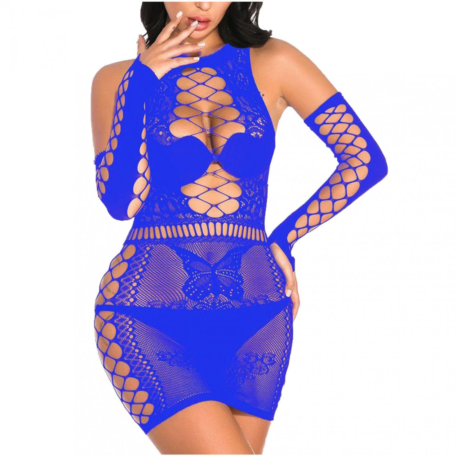 **Sexy Lingerie Set for Women - Hollow Mesh Bodysuit & Babydoll Sleepwear - Naughty Lingerie for Date Night & Boudoir Photography**