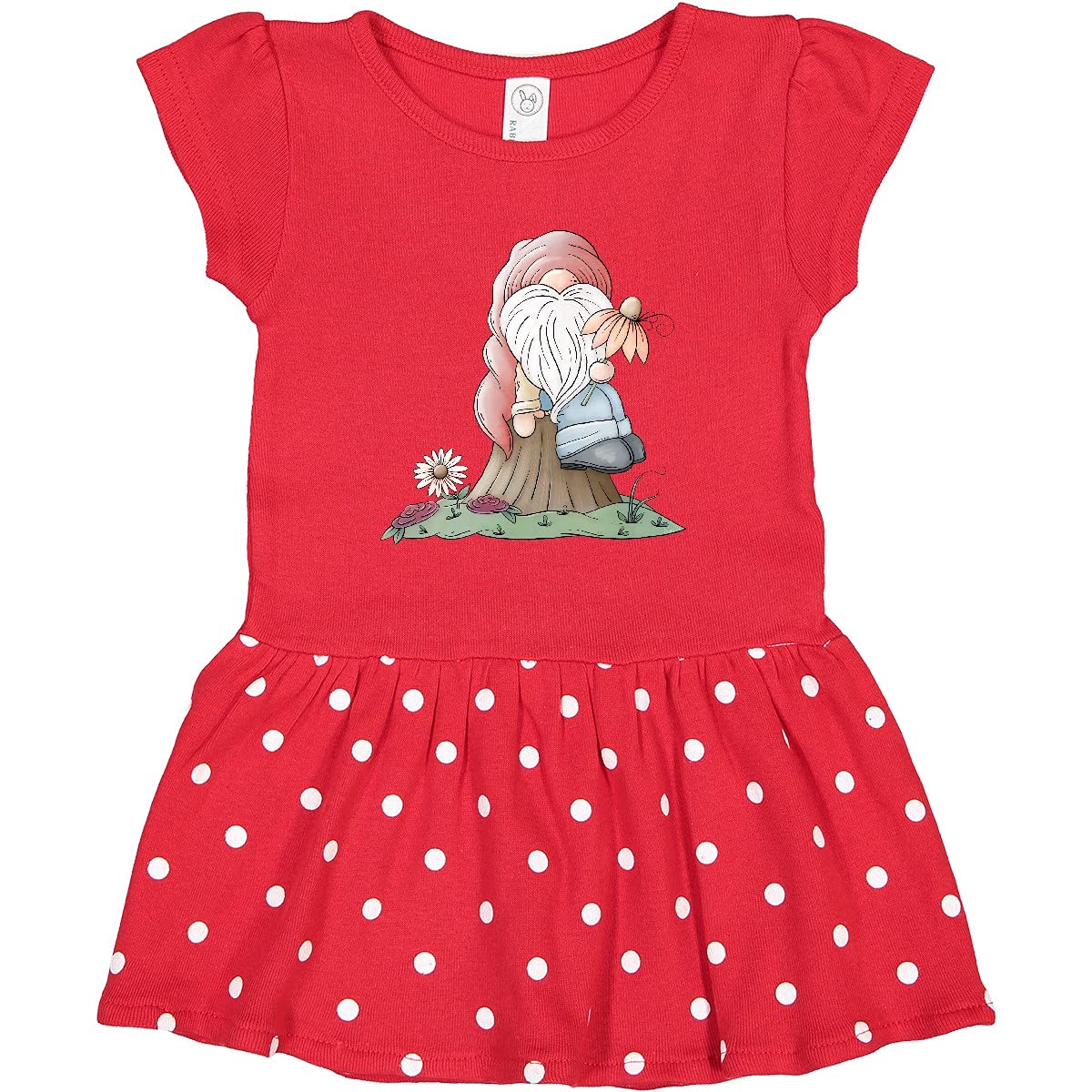Inktastic Spring Gnome Toddler Dress - Cute Floral Print Baby Girl Outfit for Easter, Birthday & Spring Photoshoots
