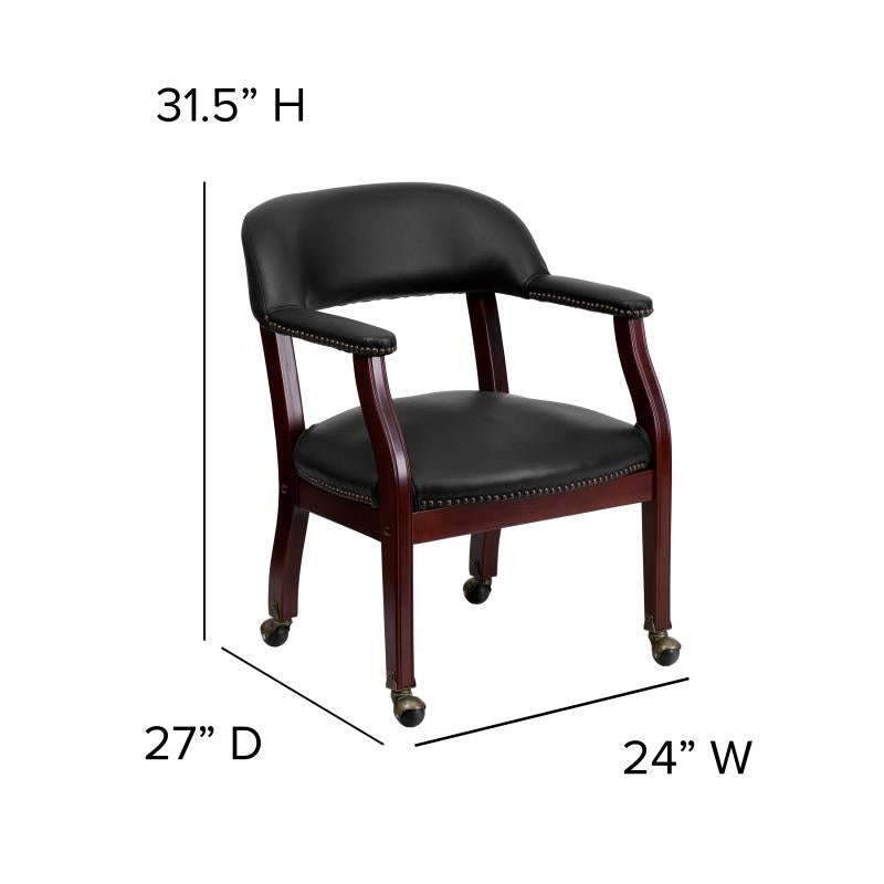 Premium FLASH Vinyl Conference Chair with Accent Nailhead Trim & Smooth-Rolling Casters - Ergonomic Office Chair for Executive Meetings, Home Office & Professional Workspaces