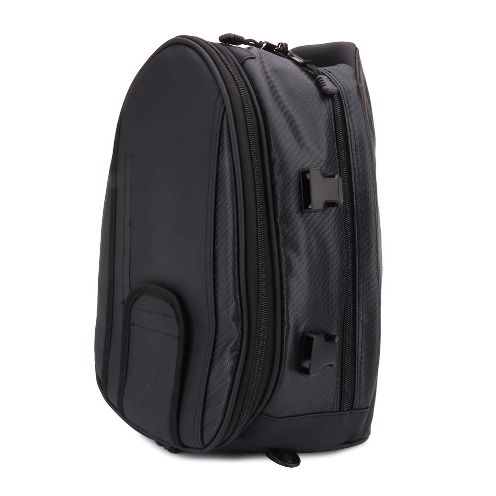 JFG RACING Motorcycle Tail Bag - 18.5L PU Leather Saddlebags Seat Luggage Storage for Helmet & Gear | Waterproof Motorbike Accessories for Touring, Commuting & Adventure Riding