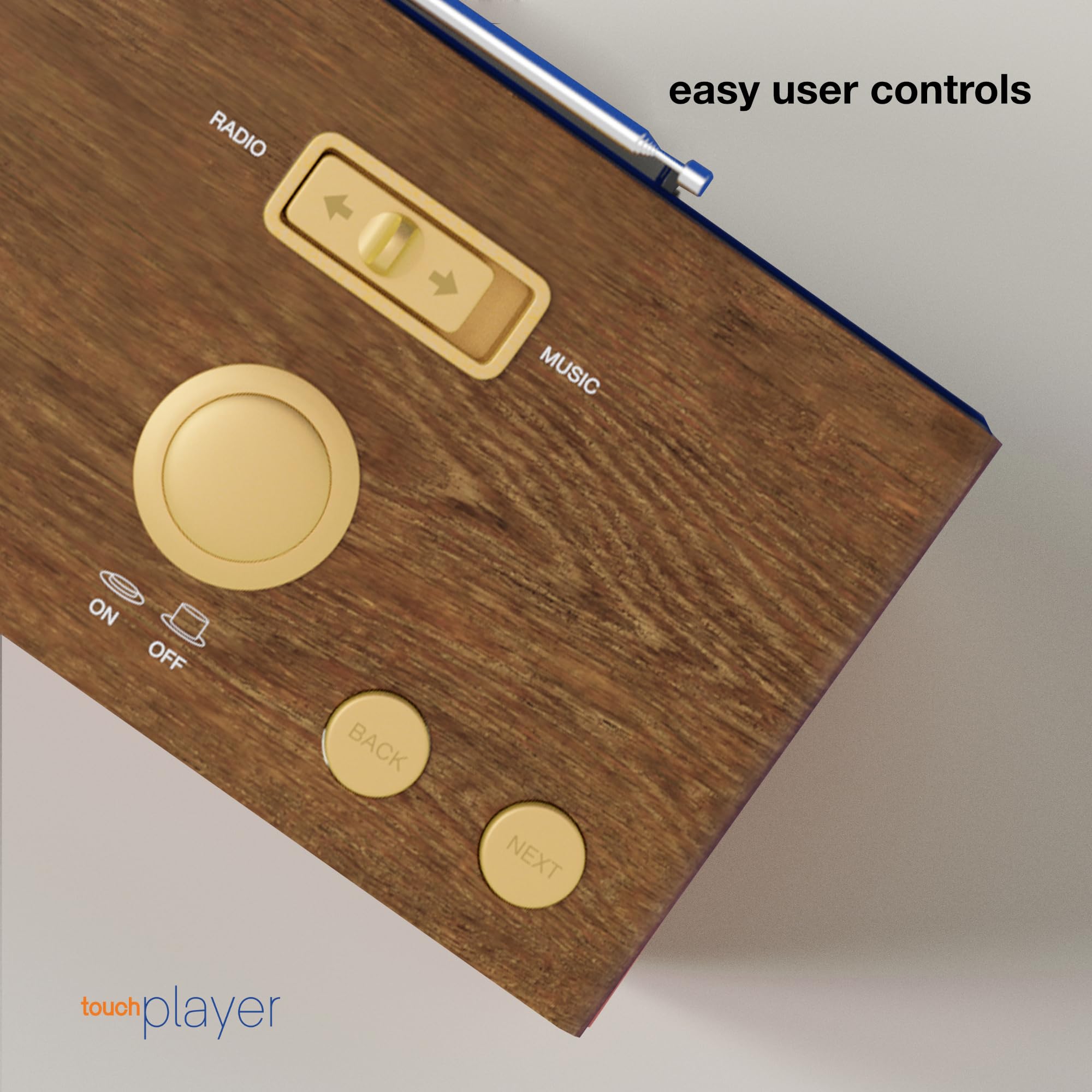 Retro Wooden SMPL One-Touch MP3 Player & FM Radio - 4GB USB with 40 Classic Hits, High-Quality Sound for Audiobooks & Music | Perfect for Home, Office & Travel | Durable Design with Live Tech Support (Red)