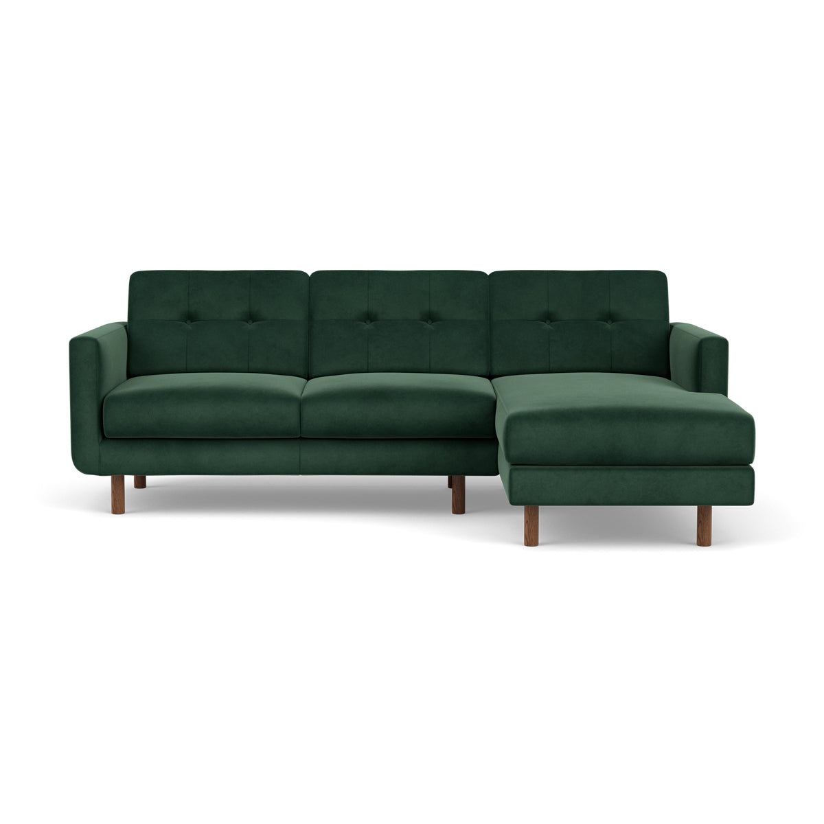 Conrad Velvet Right Chaise Sofa - Modern Upholstered Sectional Couch for Living Room, Lounge & Apartment Decor | Perfect for Small Spaces & Home Theater Seating