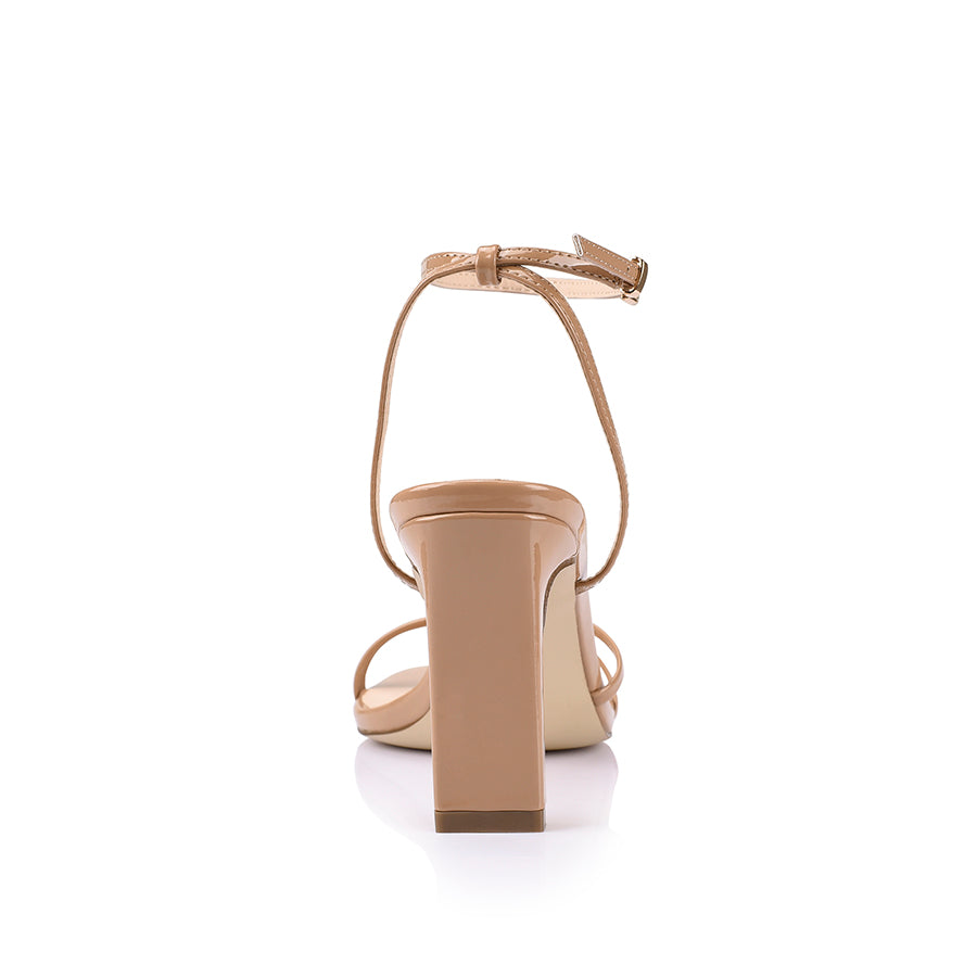 Kimmy Slim Strappy Heels - Dark Camel Patent Leather Women's Dress Sandals for Party, Wedding & Evening Wear | Comfortable High Heels for Women