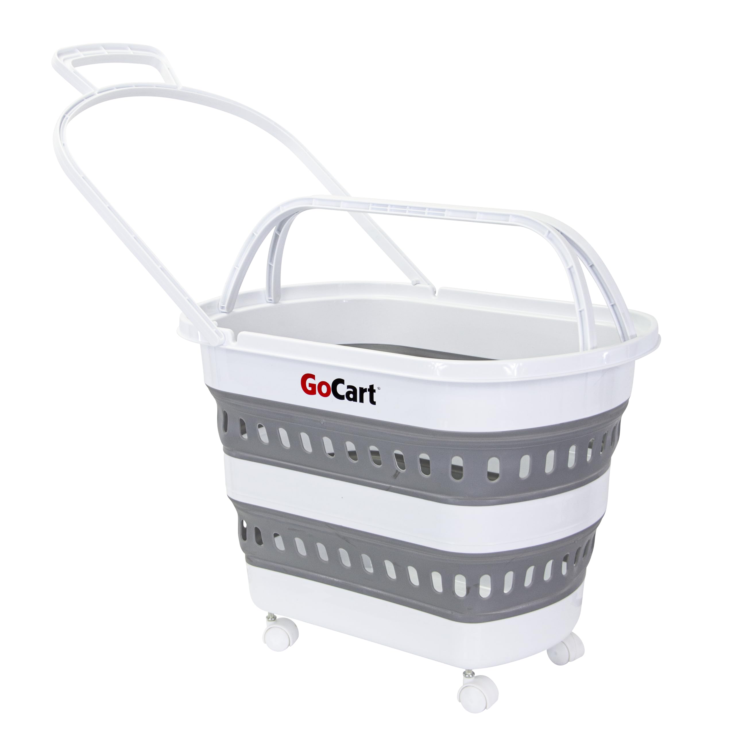 Dbest Folding Go Cart - Collapsible Laundry Basket with Wheels, Grocery Shopping Cart & Foldable Pop-Up Plastic Hamper with Handles - Perfect for Laundry, Groceries, and Home Organization (Cesto para Ropa Sucia)
