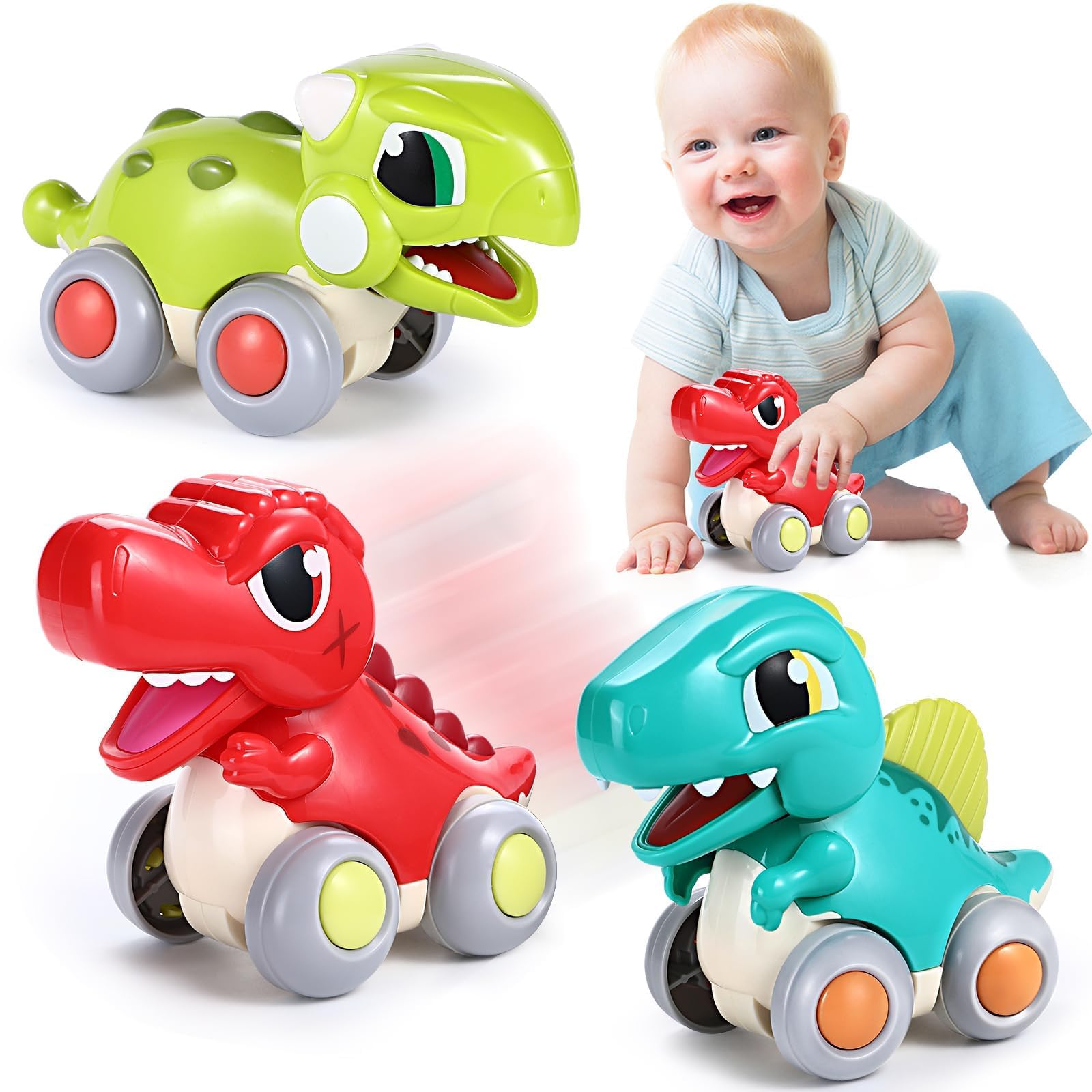 LUDILO Push and Go Dinosaur Toy Cars for Toddlers 1-3 Years - Best Birthday Gifts for 1 Year Old Boys | Fun Learning Toys for 12-18 Months Babies | Perfect for Playtime, Early Development & Sensory Stimulation