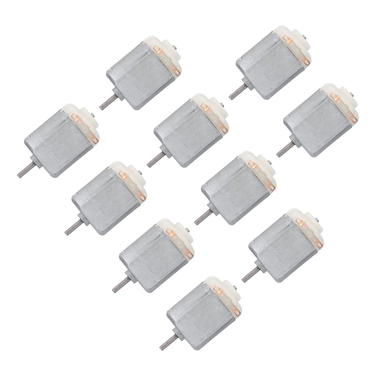 Okuyonic 10Pcs Mini DC Motors - Low Noise Electric Motors for DIY Hobby Projects, Toy Cars, Robotics (White) - Perfect for STEM Education, Science Experiments & Small Electronic Devices