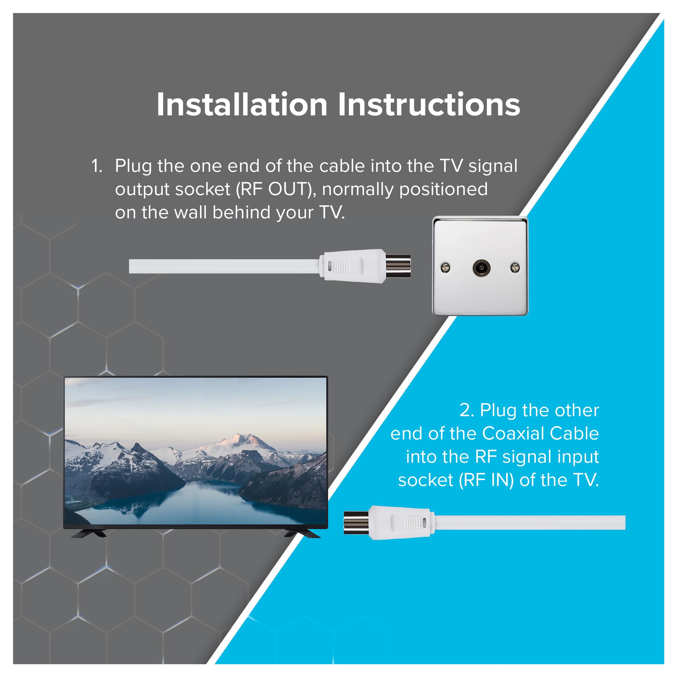 Maplin 10M Coaxial TV Aerial Cable - RF Male to RF Male Connector for HD Digital Antenna, Satellite, CCTV & Home Theater Systems