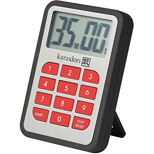 Stainless Steel 100 Minute Digital Kitchen Timer with Loud Alarm - Red and Black Countdown Clock for Cooking, Baking, Exercise & Classroom Use