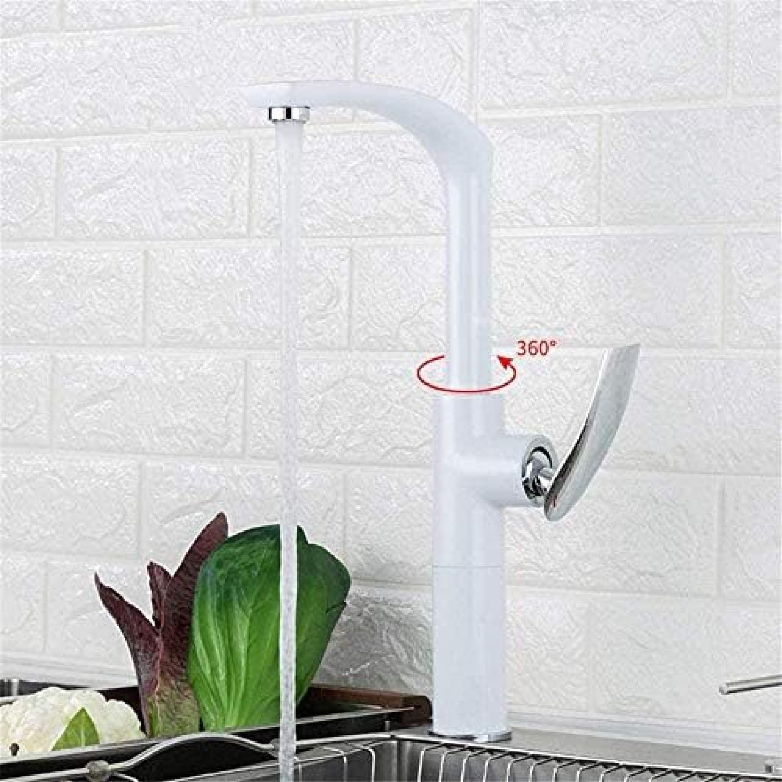CRJUS 360° Swivel Kitchen Faucet - Single Handle Deck Mounted Mixer Tap with Hot & Cold Water - Perfect for Sinks, Basins, and Modern Kitchens
