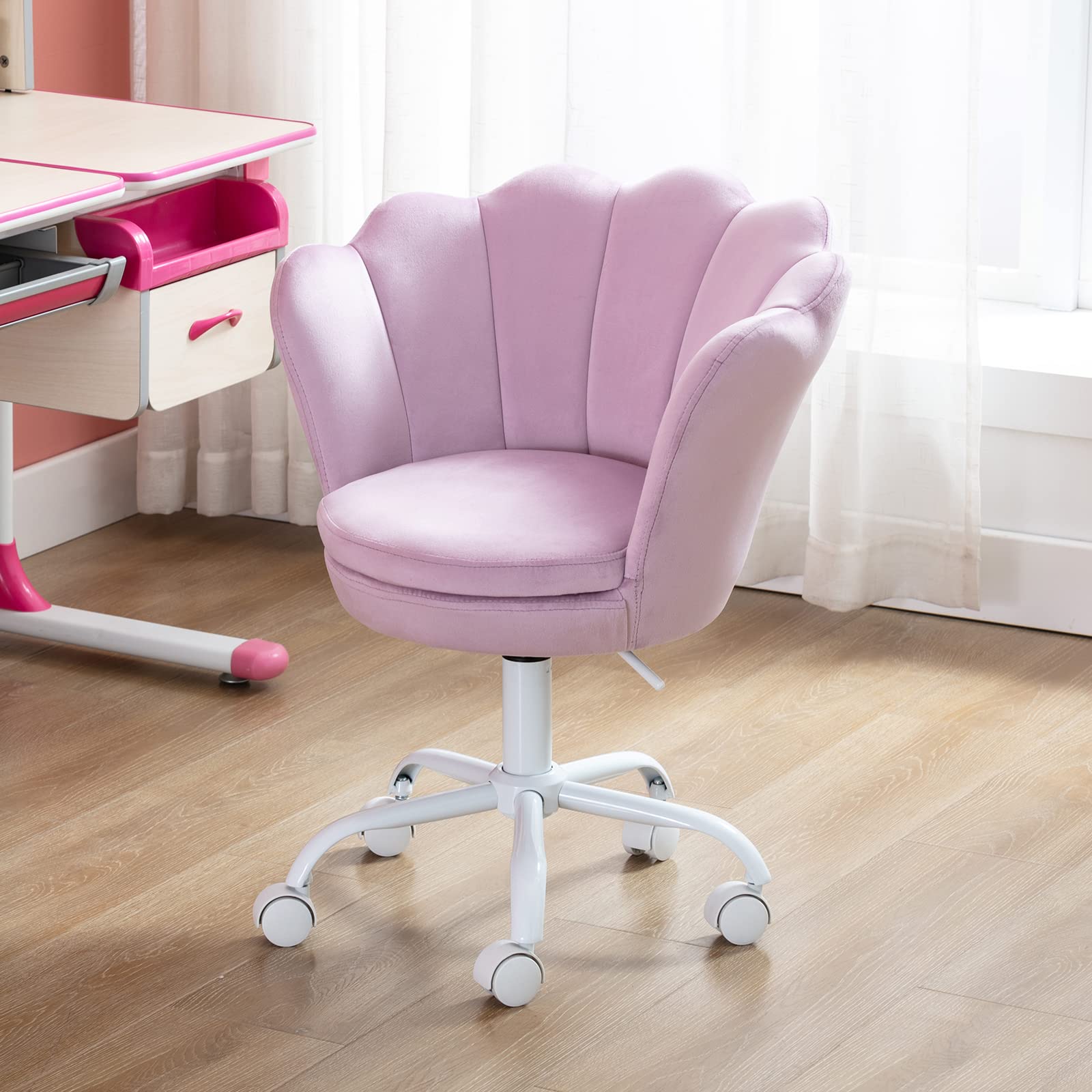 **GuYou Adjustable Kids Study Chair - Swivel Rolling Desk Chair for Boys & Girls, Ergonomic Children's Armchair for Bedroom, Study Room - Light Purple (Perfect for Homework, Reading & Gaming)**