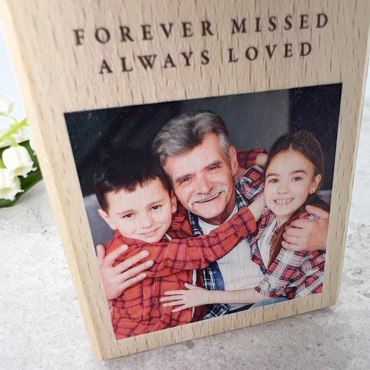 Personalized Solid Wood Photo Memorial Tea Light Holder - 2 Sizes for Home Decor, Memorial Services & Candle Displays