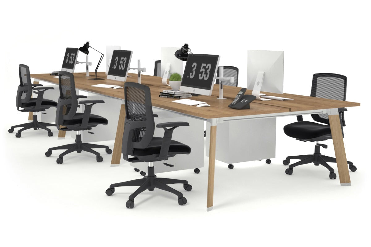 6-Person Wooden Workstation with Cable Management - 1800L x 800W Switch Office Desk for Team Collaboration | Perfect for Open Office Spaces & Coworking Environments