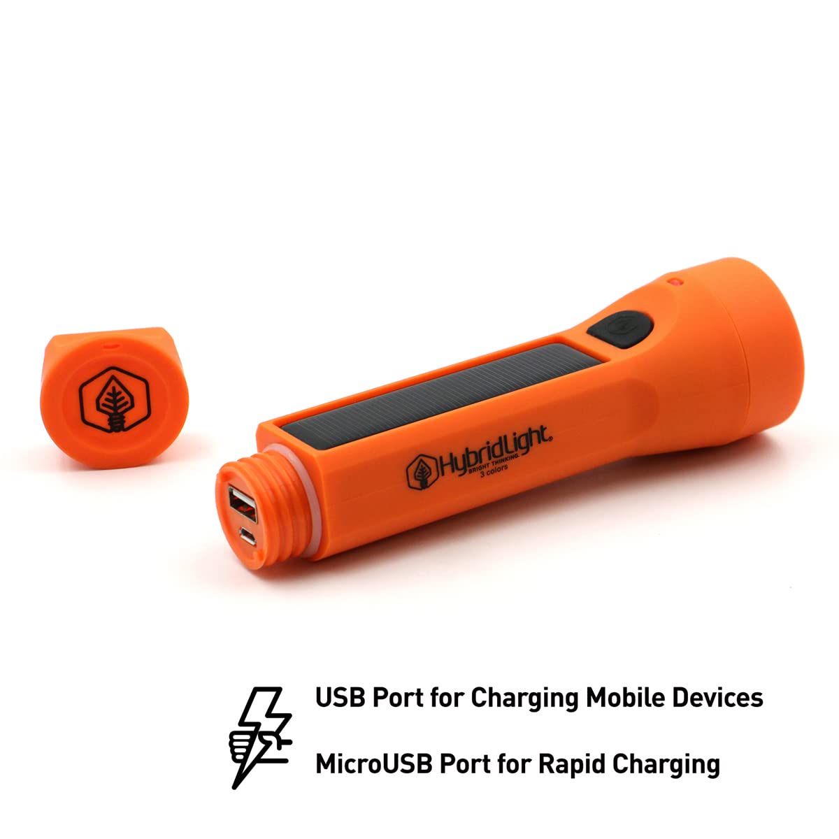 Journey Seeker 300 Solar-Powered LED Flashlight with USB Charger - Waterproof, Orange - Perfect for Camping, Hiking & Emergency Preparedness