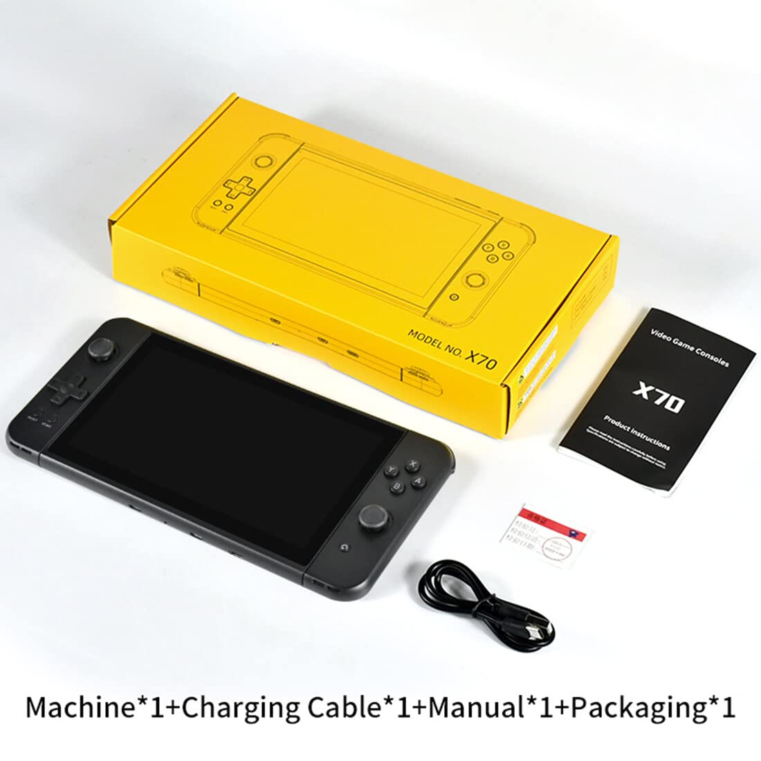 Powkiddy X70 Portable Gaming Console - 7 Inch HD IPS Screen, 64GB Storage with 5,600 Preloaded Retro Games - Handheld Video Game System for Kids & Adults - Perfect for Travel, Commuting & Home Entertainment