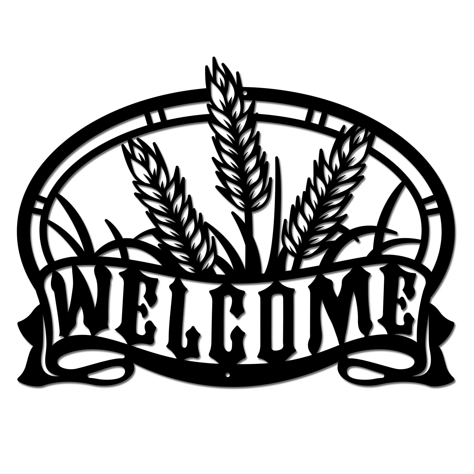 SUPERDANT Welcome Theme Metal Wall Art - Wheat Welcome Sign, Wrought Iron Wall Decor, Hanging Plaque for Indoor & Outdoor Home Decoration - Perfect for Porch, Garden, Living Room and Entryway Decor