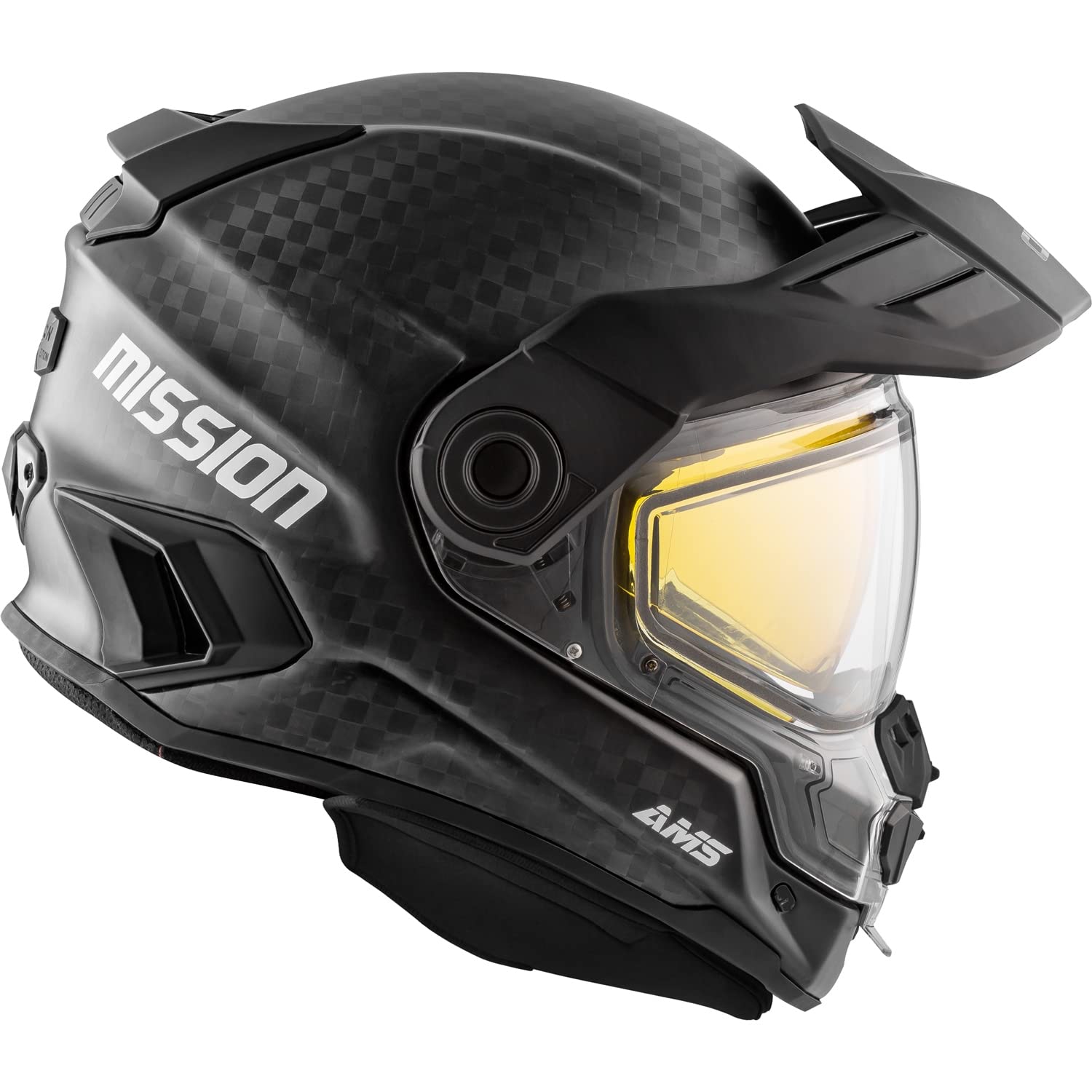 CKX Mission Full Face Snowmobile Helmet - Carbon Solid Electric Double Shield for Extreme Cold Weather Riding & Safety Protection