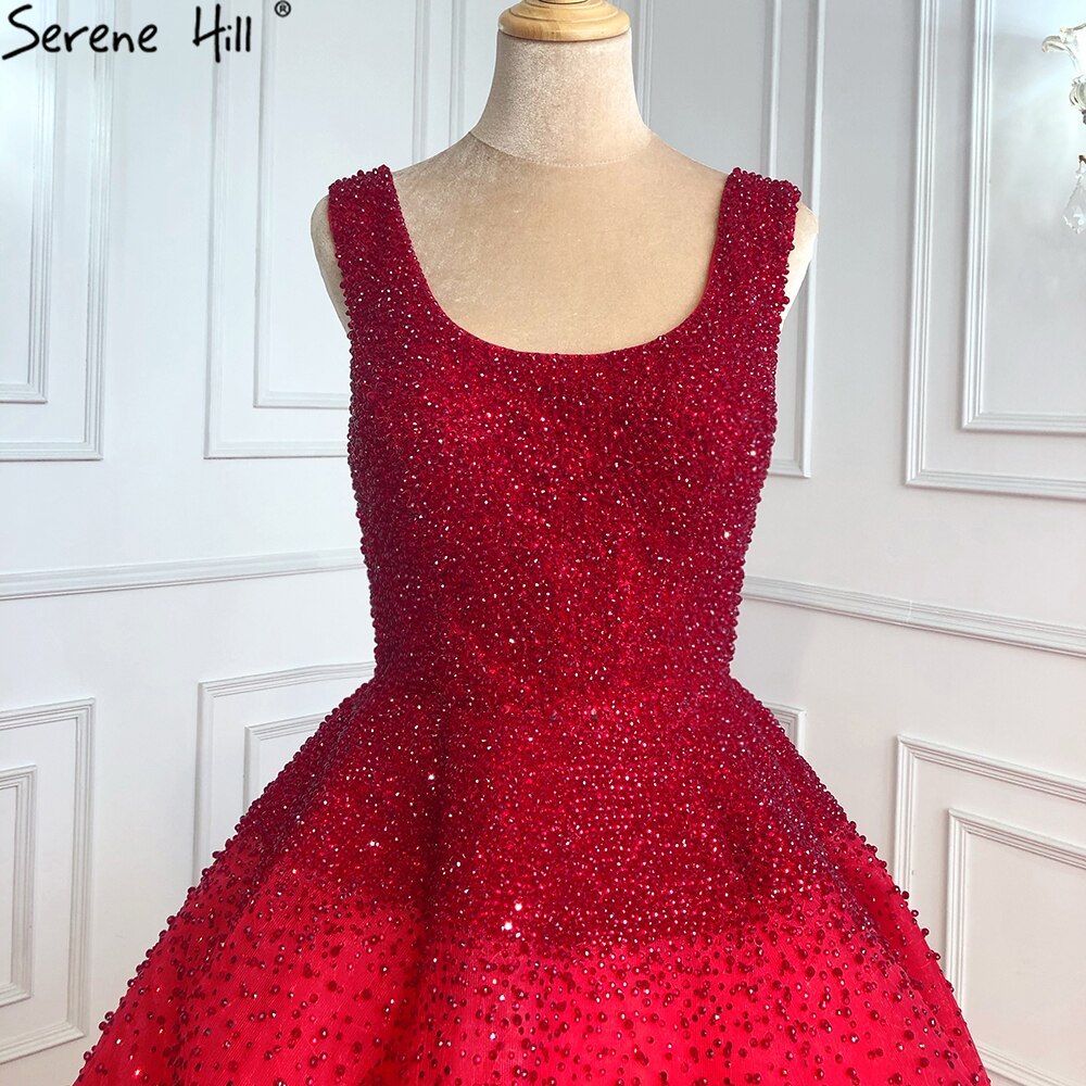 Serene Hill Champagne A-Line Crystal Beaded Sexy Lace-Up Luxury Evening Gown for Women - Dubai Style Wedding Party Dress LA70232 | Perfect for Red Carpet Events, Galas & Formal Occasions
