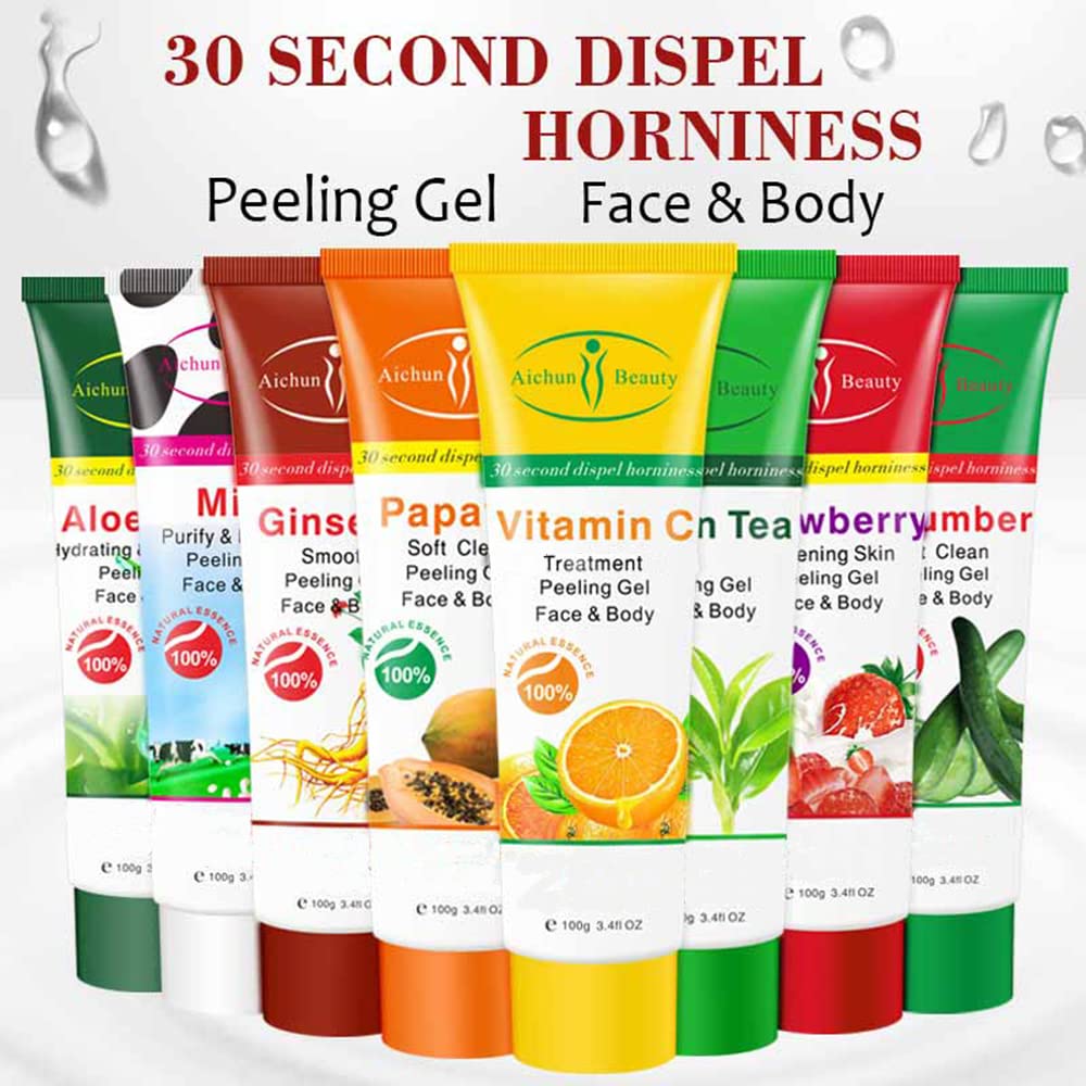 Aichun Beauty Milk Exfoliating Gel Cream 100g - Dead Skin Facial & Body Scrub with Aloe Vera for Smooth, Radiant Skin | Perfect for Daily Skincare & Spa Treatments