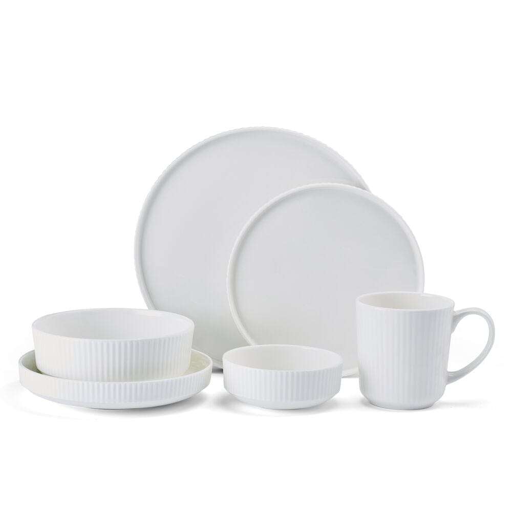 Ryder 48-Piece Dinnerware Set for 8 - Porcelain Plates, Bowls & Mugs - Elegant Dinnerware for Family Gatherings & Dinner Parties