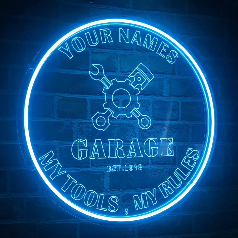 Custom Neon Garage Signs for Men - Personalized Man Cave Neon Lights, 16