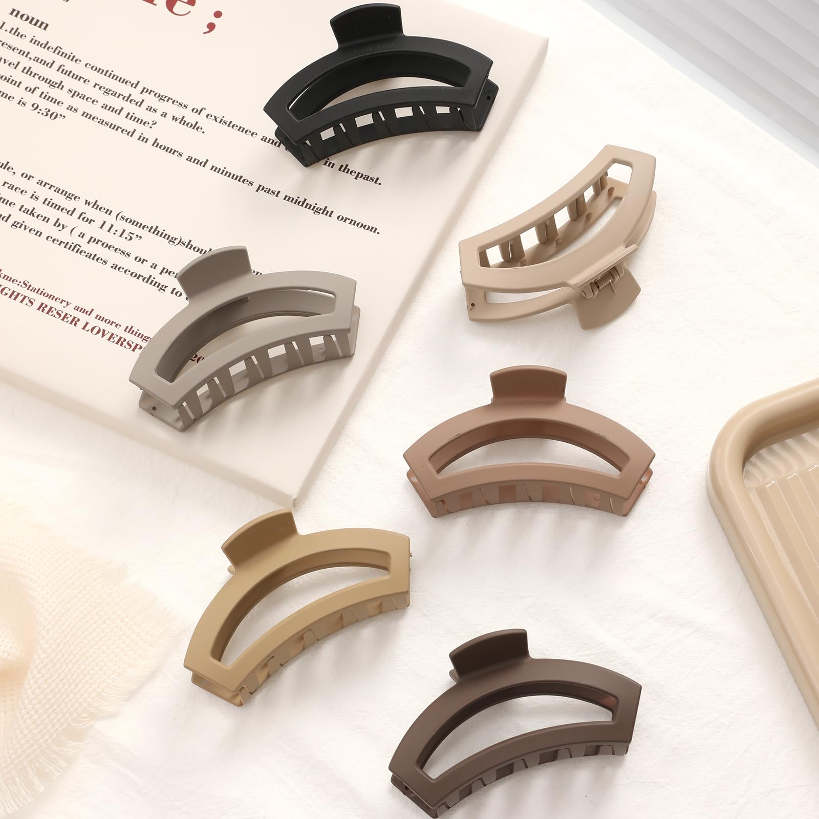 6 PCS Large Hair Clips for Thick Hair - Strong Hold Claw Clips for Women & Girls - Matte Non-Slip Hair Clips for Short to Long Hair - Perfect for School, Work, Gym and Everyday Styling