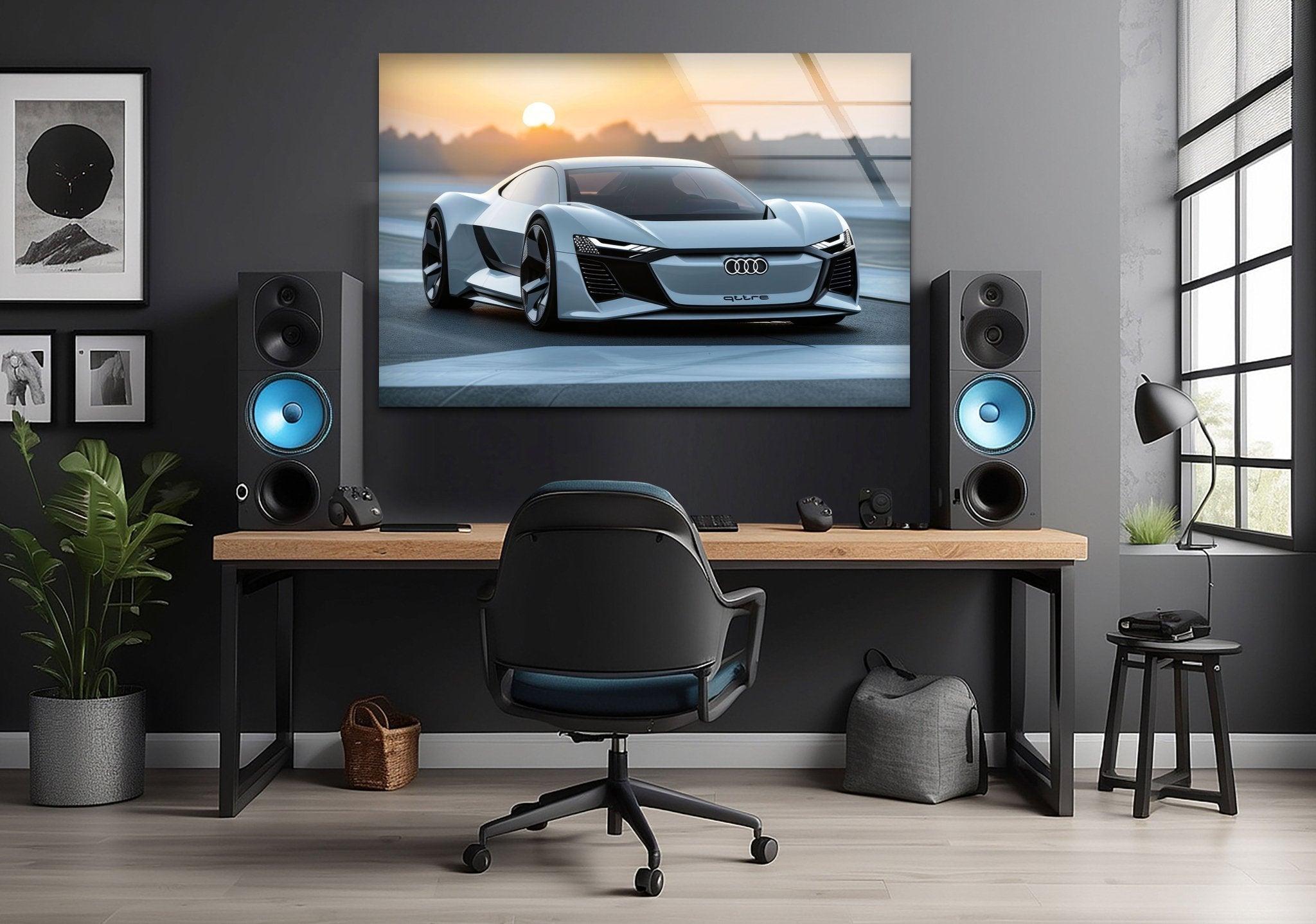 Audi Car Glass Wall Art - Premium Automotive Decor for Home & Office - Perfect for Car Enthusiasts & Gift Giving