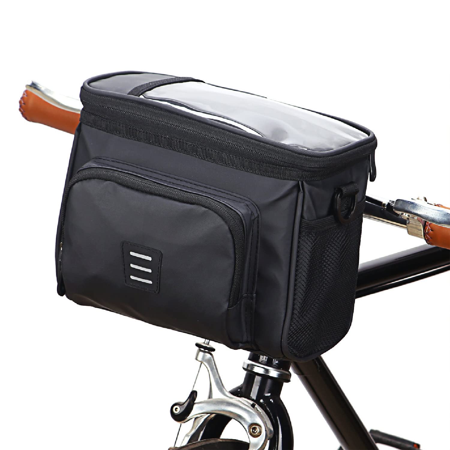 Waterproof Bike Handlebar Bag with Touchscreen Phone Holder - High Capacity Front Bicycle Basket for Cycling, Commuting, Hiking & Outdoor Adventures - Universal Fit Black Cycling Accessory for Phone, Keys & Essentials