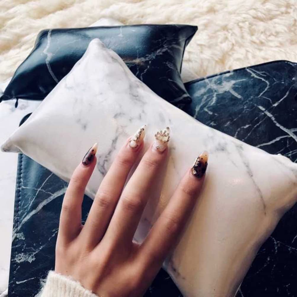 EXCLUZO Nail Hand Rest Cushion - Salon Hand Holder & Arm Support Pillow for Manicure, Pedicure & Nail Art - Comfortable White Marbling Design - Perfect for Nail Salons, Home Spa & Professional Nail Technicians