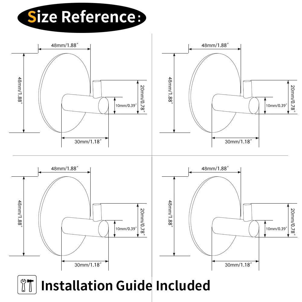 GERZWY Heavy Duty Stainless Steel Wall Hooks 4 Pack - Brushed Steel Waterproof Hangers for Towels, Coats & Keys | Bathroom, Kitchen & Garage Organization